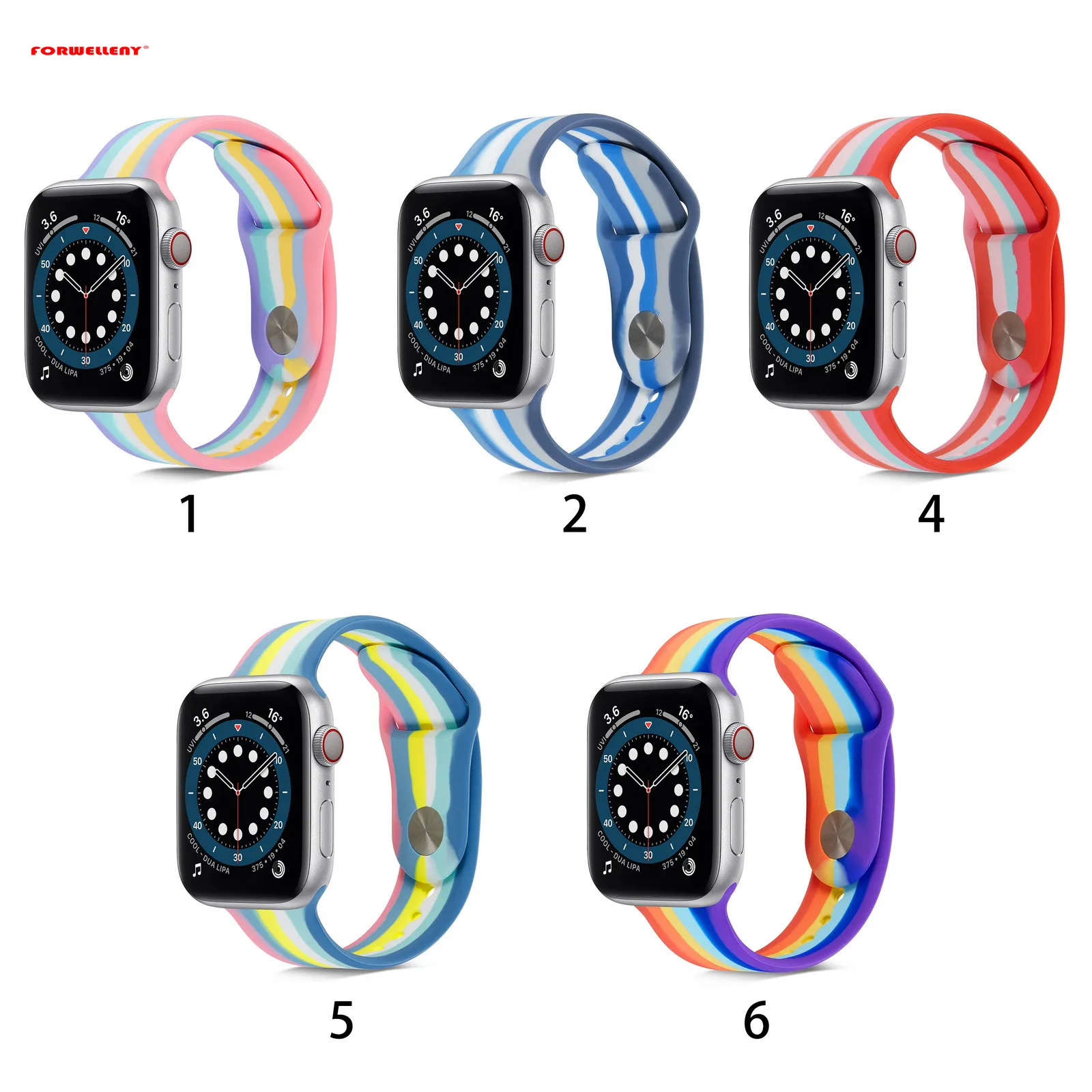 Forwelleny rainbow Silicone Strap loop For Apple Watch Sport watchband bracelet iWatch for apple watch series 6 SE 5 4 3 2 se
Forwelleny rainbow Silicone Strap loop For Apple Watch Sport watchband bracelet iWatch for apple watch series 6 SE 5 4 3 2 se