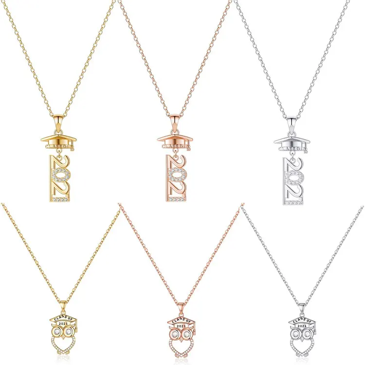 New Design 2021 Graduation Necklace Jewelry Real Gold Plated Owl PhD Hat Crystal Letter Pendant Necklace Charms Graduation Gifts, Rose gold, silver, gold necklace
New Design 2021 Graduation Necklace Jewelry Real Gold Plated Owl PhD Hat Crystal Letter Pendant Necklace Charms Graduation Gifts, Rose gold, silver, gold necklace