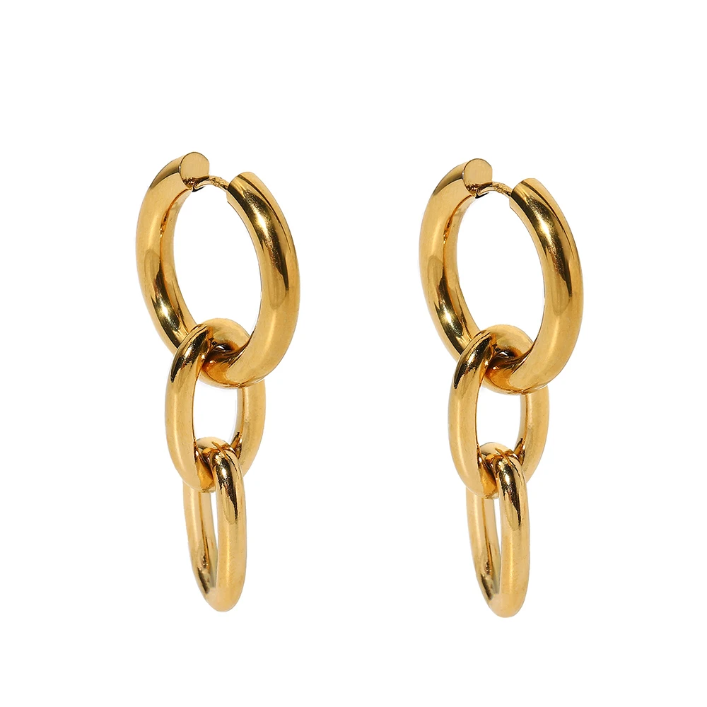 18k Gold Plated Stainless Steel Chain Pendant Party Jewelry Cuban Chain Huggie Earrings
18k Gold Plated Stainless Steel Chain Pendant Party Jewelry Cuban Chain Huggie Earrings