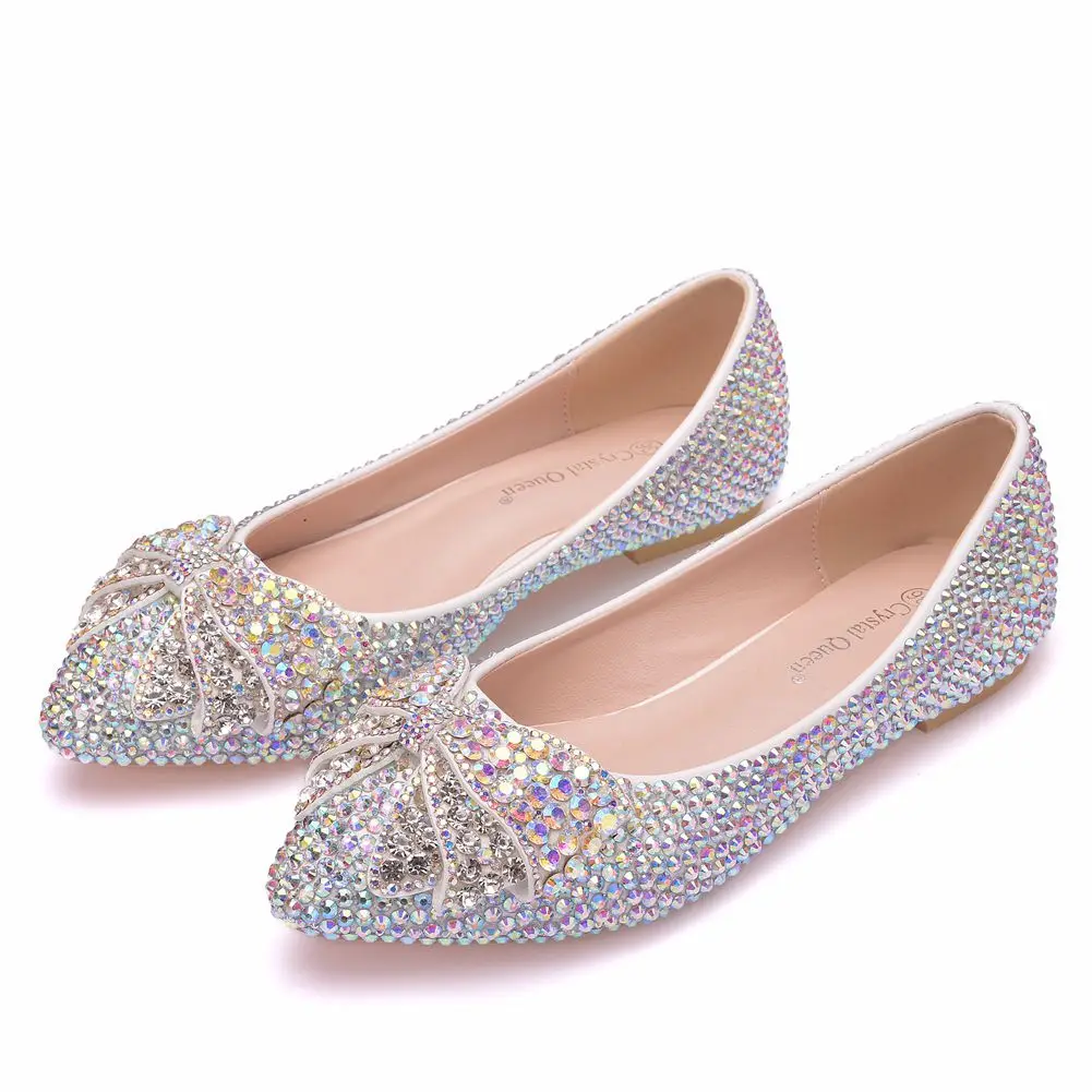 Womens Wedding Flats Shoes Flat Low Heel Pointed Toe Rhinestone Butterfly-knot Sweet Color diamond Shoes Big Size
Womens Wedding Flats Shoes Flat Low Heel Pointed Toe Rhinestone Butterfly-knot Sweet Color diamond Shoes Big Size