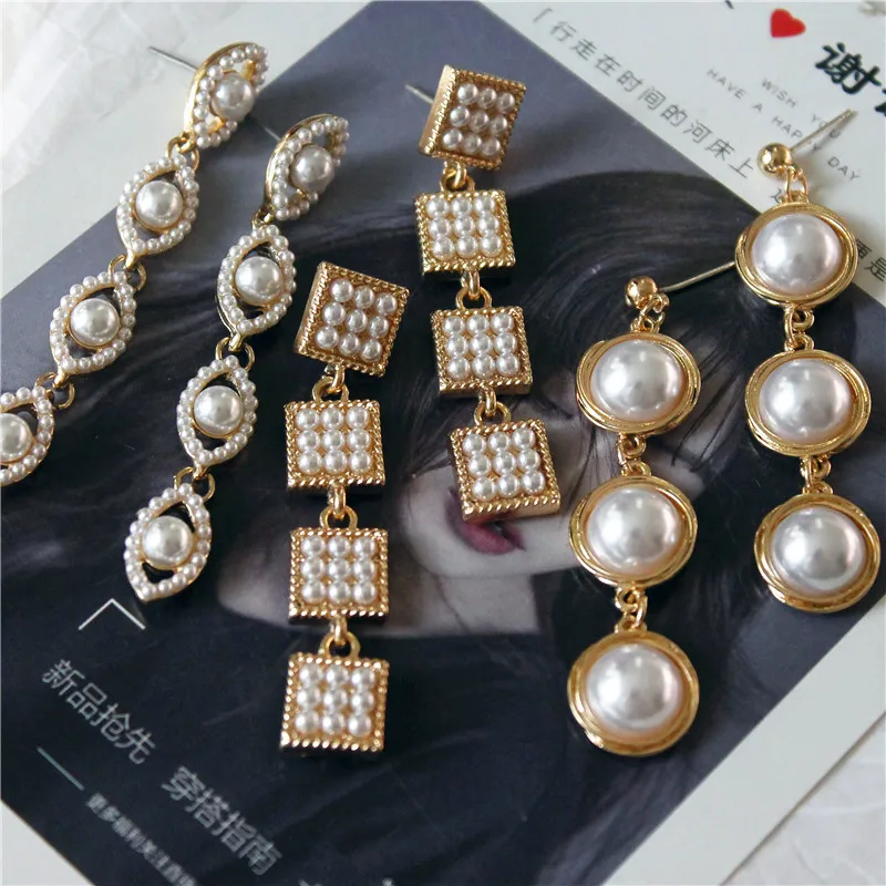 Baroque Geometric Long Round Pearls Charm Earrings Elegant Pearl Square Drop Earrings, Picture shows/custom color
Baroque Geometric Long Round Pearls Charm Earrings Elegant Pearl Square Drop Earrings, Picture shows/custom color