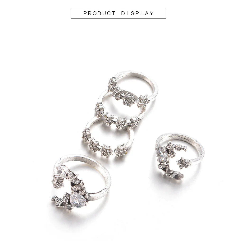Moon Star Rings Set For Woman Alloy Crystal Ring Set For Gifts Silver Color Ring Set, As picture
Moon Star Rings Set For Woman Alloy Crystal Ring Set For Gifts Silver Color Ring Set, As picture