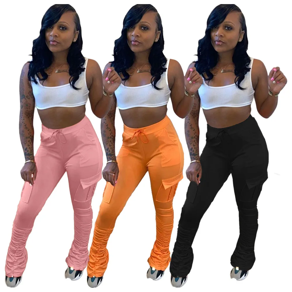 H1542 Trendy bodycon 3D pocket flare high waist pants casual ladies full length fall black pants solid stacked trousers for girl
H1542 Trendy bodycon 3D pocket flare high waist pants casual ladies full length fall black pants solid stacked trousers for girl