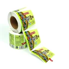 custom glossy laminated adhesive paper labels roll printing sticker for food containers packaging