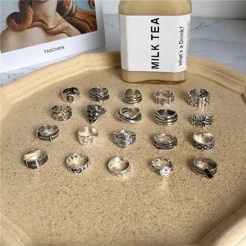 Lotus silver plated vintage style rings Unique design hip hop Ring for men, Gold 
Lotus silver plated vintage style rings Unique design hip hop Ring for men, Gold