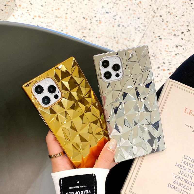 Luxury 3D Diamond Texture Plating Gold Silver Shockproof Square Edge Slim-fit Flexible Soft TPU Phone Case for iPhone 12 Pro Max
Luxury 3D Diamond Texture Plating Gold Silver Shockproof Square Edge Slim-fit Flexible Soft TPU Phone Case for iPhone 12 Pro Max