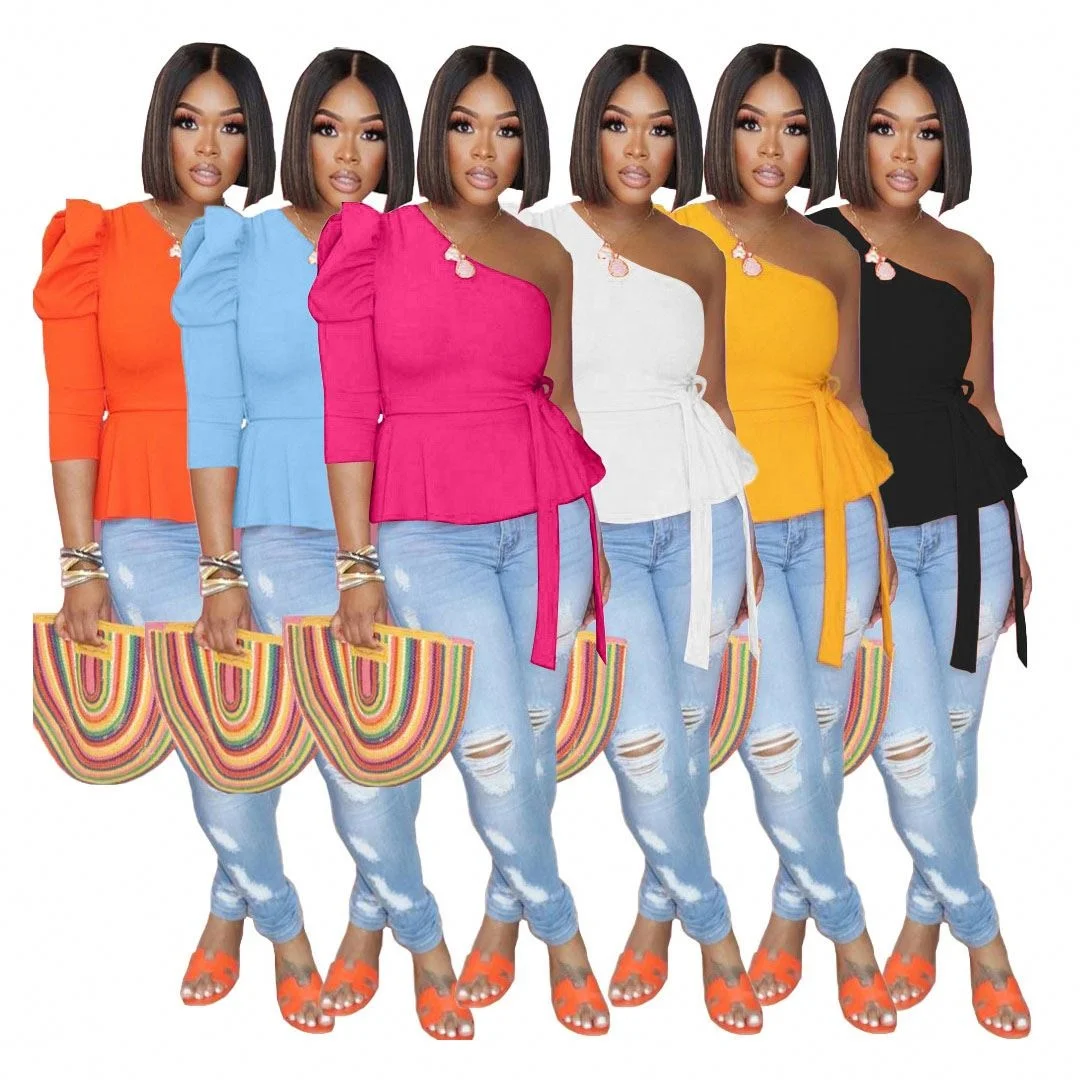 2021 top selling products solid color puff sleeve one shoulder ruffles sexy tops for women, As pictures showed
2021 top selling products solid color puff sleeve one shoulder ruffles sexy tops for women, As pictures showed