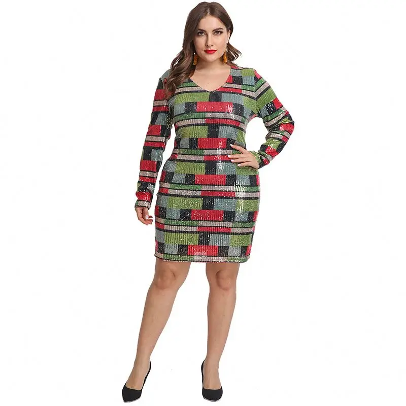 New design sequin dress sexy v neck long sleeve fat women dresses reflective beads shiny nightclub tight sexy shein dress
New design sequin dress sexy v neck long sleeve fat women dresses reflective beads shiny nightclub tight sexy shein dress