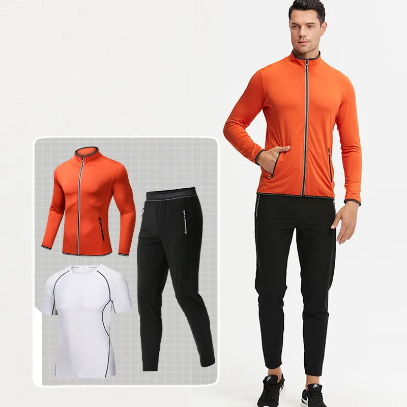 Fitness clothing men's suit high elastic training quick-drying tights outdoor running equipment sports suit three-piece suit
Fitness clothing men's suit high elastic training quick-drying tights outdoor running equipment sports suit three-piece suit