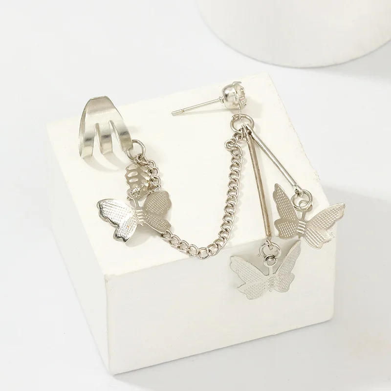 new fashion silver 3d butterfly earrings women beach summer womens earrings butterfly ear cuff jewelry