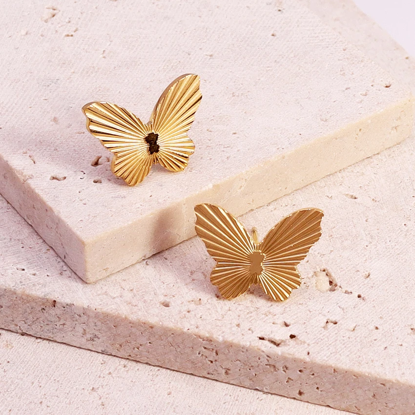 Minos Stainless Steel Butterfly Earrings Hypoallergenic Jewelry 18K Gold Plated Butterfly Ear Stud Earrings for Women
Minos Stainless Steel Butterfly Earrings Hypoallergenic Jewelry 18K Gold Plated Butterfly Ear Stud Earrings for Women