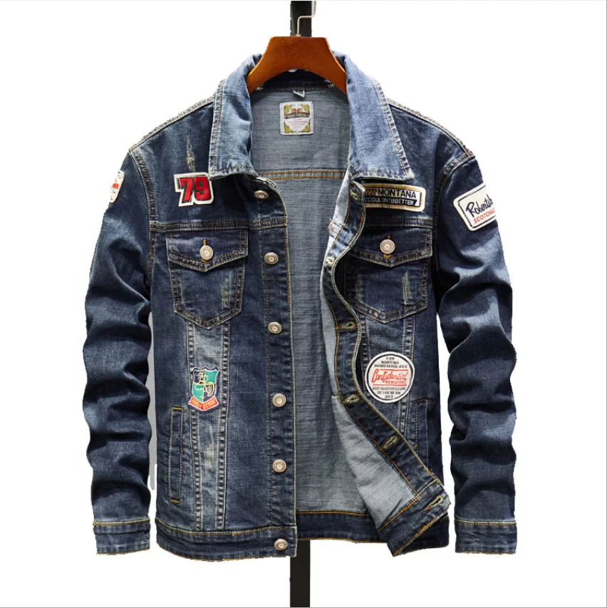 Men's patch design vintage blue denim jacket Slim fit skull badge patchwork long sleeve jean coat Outerwear Denim Jacket top
Men's patch design vintage blue denim jacket Slim fit skull badge patchwork long sleeve jean coat Outerwear Denim Jacket top