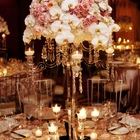 MH-1435 flower bowl top crystal candelabras,crystals table wedding centerpieces