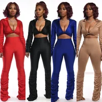 2020 fashion deep V neck solid color long flare sleeve women two piece set suit FM-Q5152
2020 fashion deep V neck solid color long flare sleeve women two piece set suit FM-Q5152