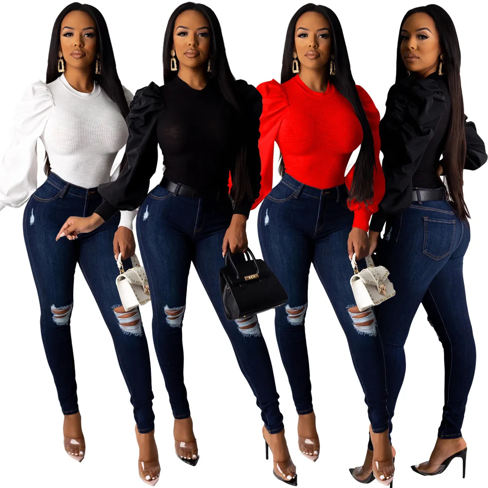 Hot Selling Fashionable Women Tops 2021 Latest Long Sleeve Tops Tight Bubble Splice Cool Ladies Tops
Hot Selling Fashionable Women Tops 2021 Latest Long Sleeve Tops Tight Bubble Splice Cool Ladies Tops