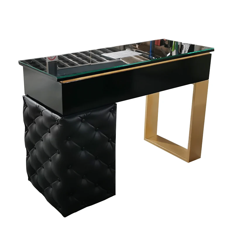 Luxury Black PU Tufted Leather Glass Top Nail Salon Double Manicure Table Wooden Gold Saloon Nail Table
Luxury Black PU Tufted Leather Glass Top Nail Salon Double Manicure Table Wooden Gold Saloon Nail Table