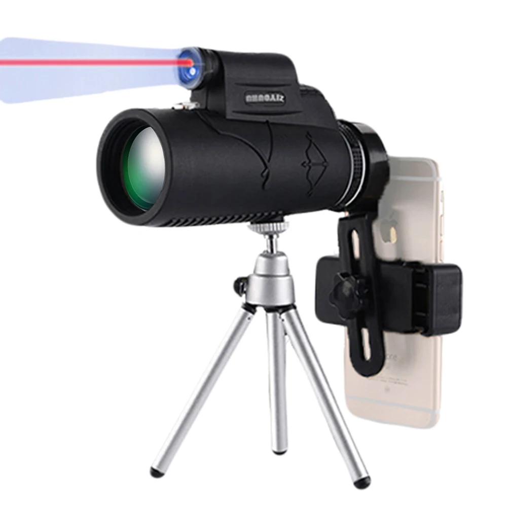 

Monocular Telescope 12x50 with Tripod & Mobile Phone Clip Holder Simple Lighting & Red Dot Sighting at Night for Outdoor Camping