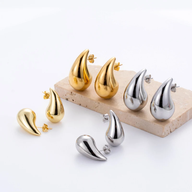 Gold Plated Chunky Big Small Size Water Drop Stud Earrings Minimal Thick Hollow Teardrop Statement Earrings for Women
Gold Plated Chunky Big Small Size Water Drop Stud Earrings Minimal Thick Hollow Teardrop Statement Earrings for Women