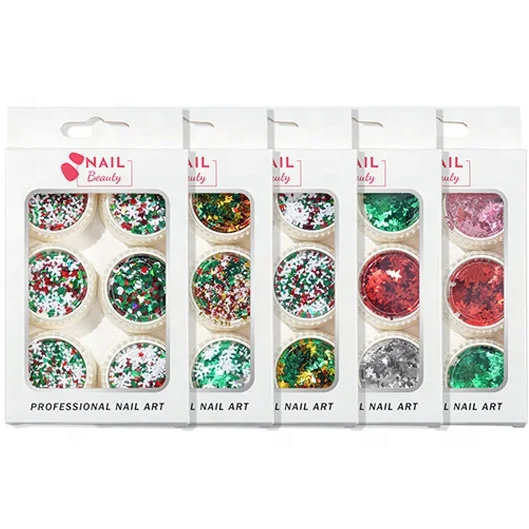 Paso Sico 6 Designs Mixed Nail Set Glitter Christmas Fetival Happy Holiday Nail Art Sequins of Snowflake Tree Shape
Paso Sico 6 Designs Mixed Nail Set Glitter Christmas Fetival Happy Holiday Nail Art Sequins of Snowflake Tree Shape