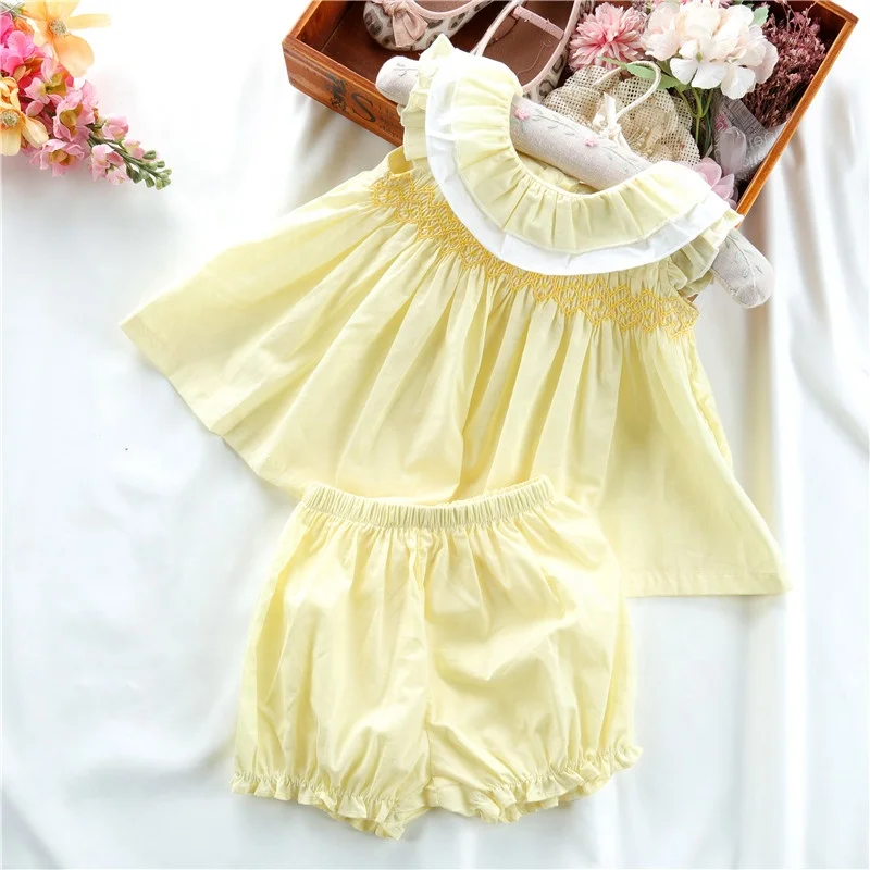 summer kids clothing sets for baby girls clothes smocked dress yellow solid casual children outfit wholesale B14764
summer kids clothing sets for baby girls clothes smocked dress yellow solid casual children outfit wholesale B14764