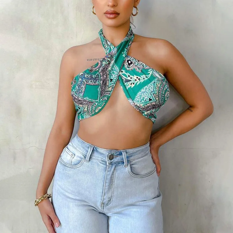 Wholesale Fashion Womens 2021 Summer Nightclub New Print Sexy Halter Neck Wrap Chest Vest Tank Tops, Customized color
Wholesale Fashion Womens 2021 Summer Nightclub New Print Sexy Halter Neck Wrap Chest Vest Tank Tops, Customized color