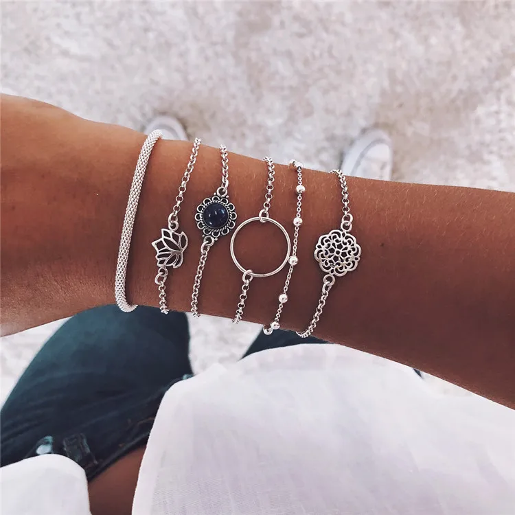 New European And American Simple Lotus Leaf Hand Jewelry Round Stone Flower Piece Bead Chain Trendy Fashion Bracelet Set, Silver,gold or custom
New European And American Simple Lotus Leaf Hand Jewelry Round Stone Flower Piece Bead Chain Trendy Fashion Bracelet Set, Silver,gold or custom
