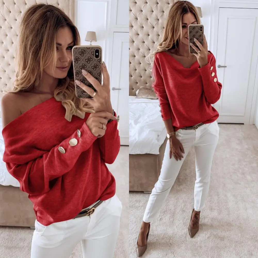 Top Blouse Women Autumn Casual Button Long Sleeve Off Shoulder Top Blouse blusas mujer de moda plus size
Top Blouse Women Autumn Casual Button Long Sleeve Off Shoulder Top Blouse blusas mujer de moda plus size