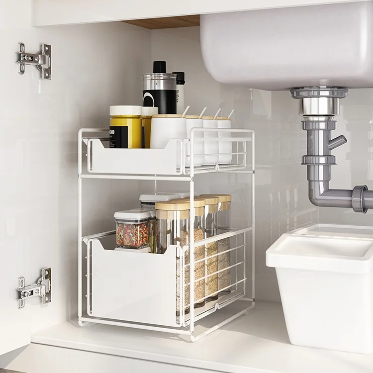 Upgraded foldable and push-pull metal double-layer Kitchen home storage holders, Black/white
Upgraded foldable and push-pull metal double-layer Kitchen home storage holders, Black/white