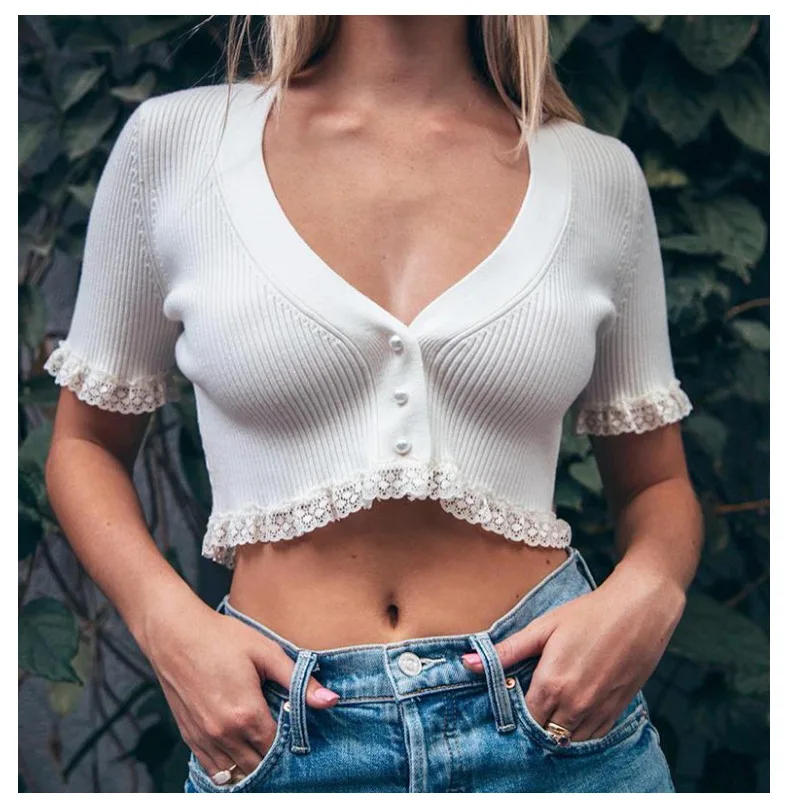 2020 new arrivals amazon hot selling short sleeves v neck lace trim ladies blouse crop tops
2020 new arrivals amazon hot selling short sleeves v neck lace trim ladies blouse crop tops