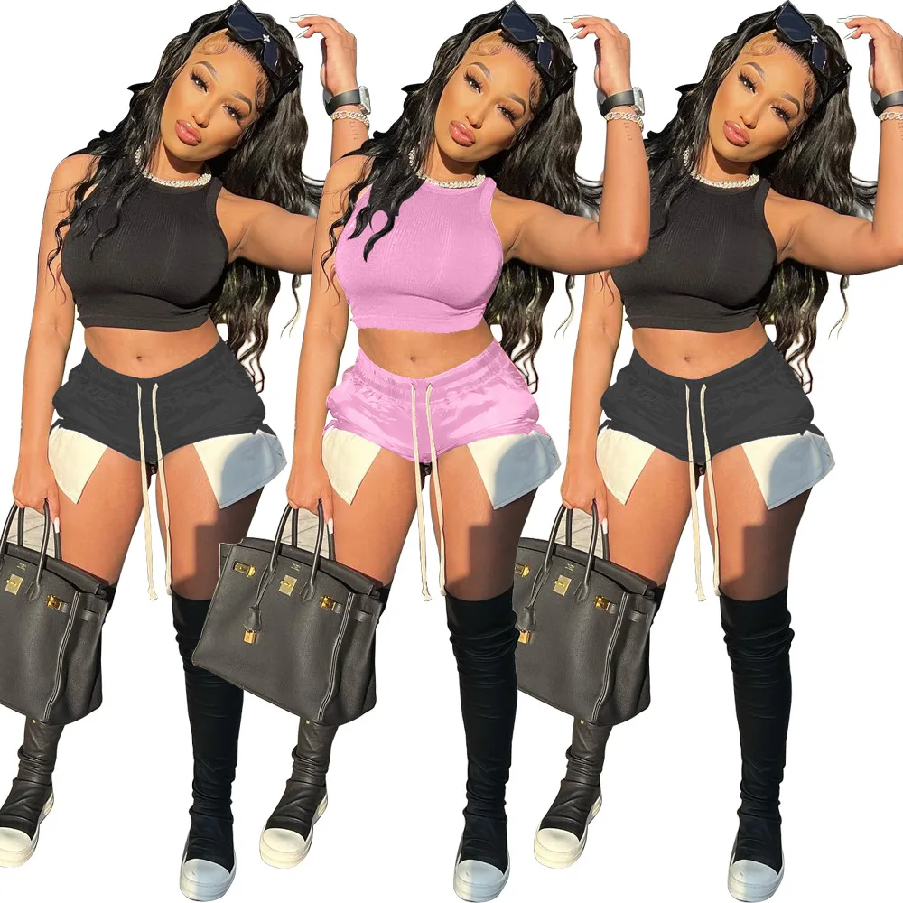 Solid Tank Top Women Two Piece Set Shorts Side Slit Women Jogging Suit Set Casual Sweatsuit Set Tracksuit
Solid Tank Top Women Two Piece Set Shorts Side Slit Women Jogging Suit Set Casual Sweatsuit Set Tracksuit