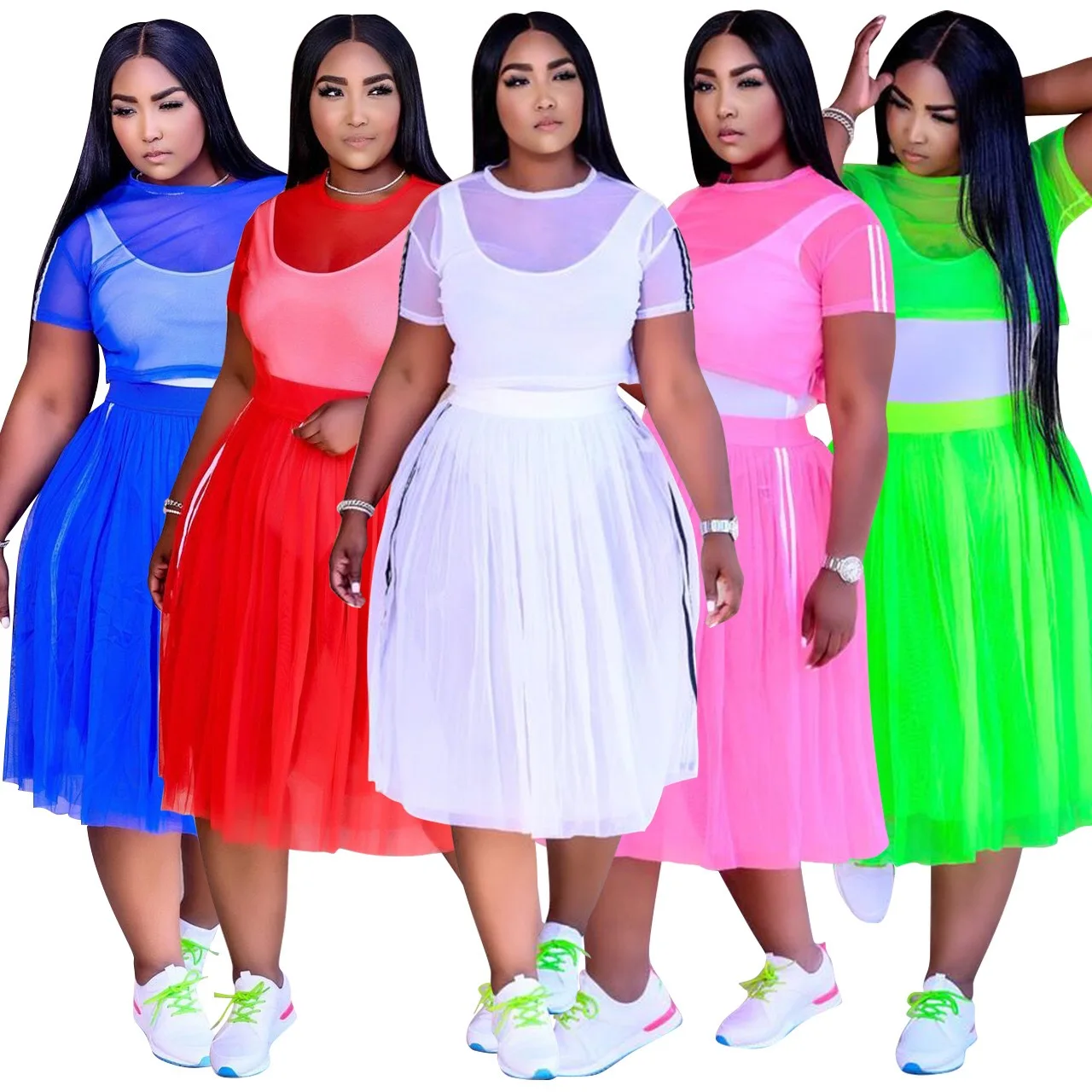 plus size women skirt set summer clothes clothing set 3 pieces sports romper+ mesh top and skirt, As shown
plus size women skirt set summer clothes clothing set 3 pieces sports romper+ mesh top and skirt, As shown