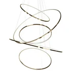 2019 new design factory modern decorative indoor 5 circles gold stainless steel LED pendant chandelier light rings