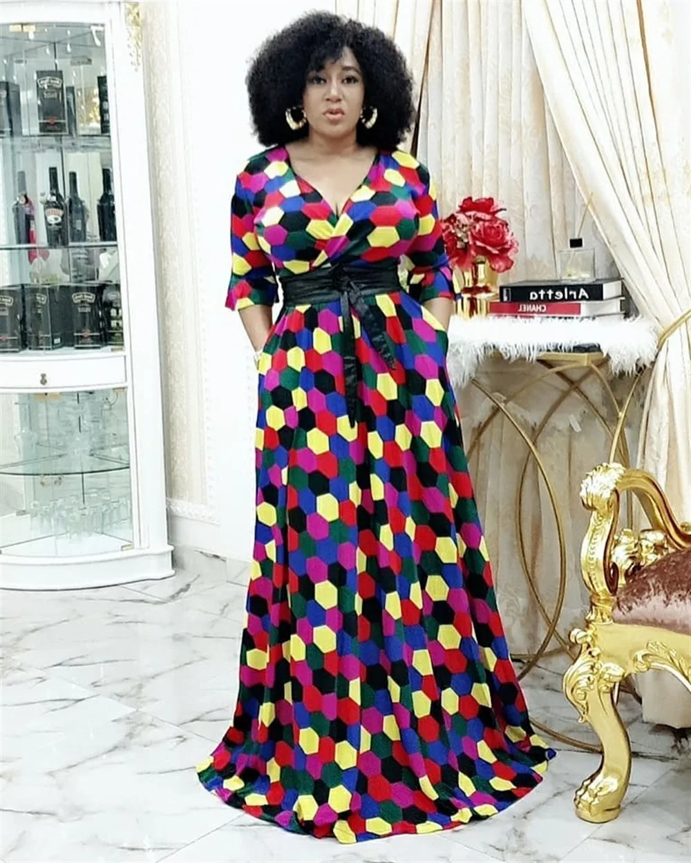LB053 hot sell african summer elegant dots v-neck high waist maxi dresses women summer beach muslim clothing dress, Picture color
LB053 hot sell african summer elegant dots v-neck high waist maxi dresses women summer beach muslim clothing dress, Picture color