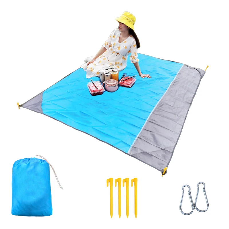 Custom Outdoor Large Foldable Pocket Sand Proof Waterproof Beach Mat Sand Free For Outdoor Travel, Blue with grey
Custom Outdoor Large Foldable Pocket Sand Proof Waterproof Beach Mat Sand Free For Outdoor Travel, Blue with grey