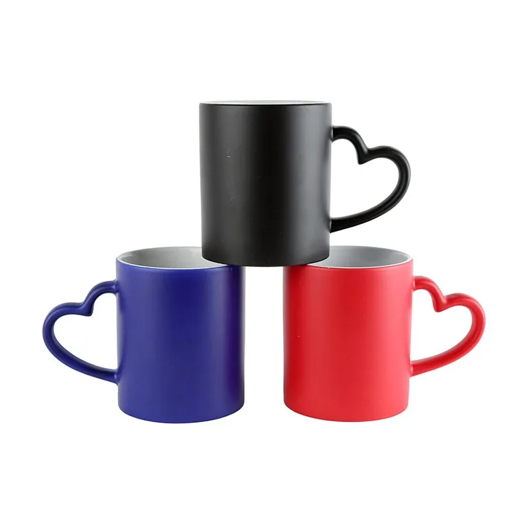 QUAFF Good Sale Heart handle sublimation ceramic magic mug/cup 11 oz, Red/black/dark blue
QUAFF Good Sale Heart handle sublimation ceramic magic mug/cup 11 oz, Red/black/dark blue