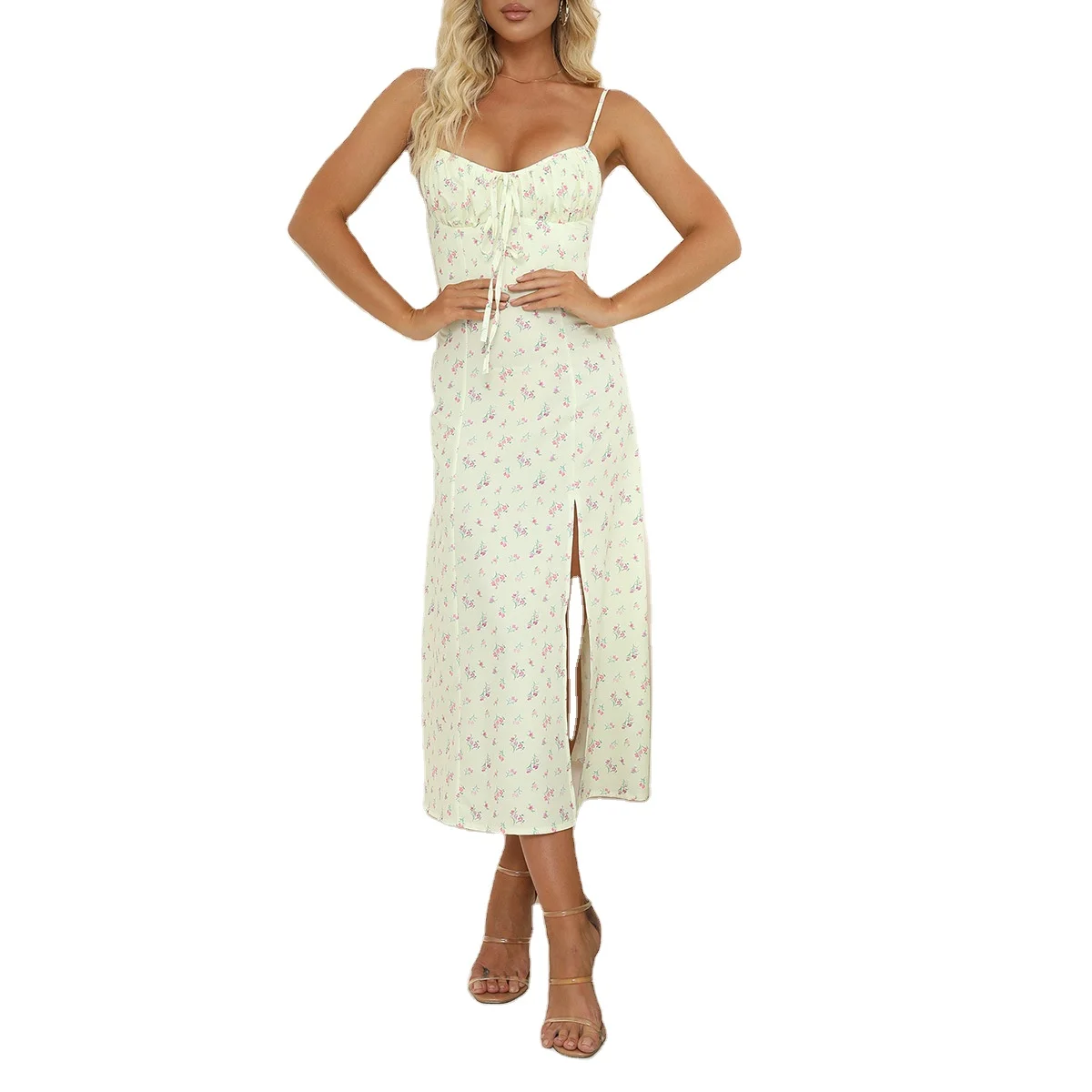 Long Dress Elegant Evening Party Floral Print Sling Sleeveless Low-Cut Folded Split Maxi Dresses Women Elegant Ladies Arrival
Long Dress Elegant Evening Party Floral Print Sling Sleeveless Low-Cut Folded Split Maxi Dresses Women Elegant Ladies Arrival