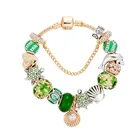 DIY Bead Ocean Series Green Turtle Shell Heart Gold Charm Bracelet