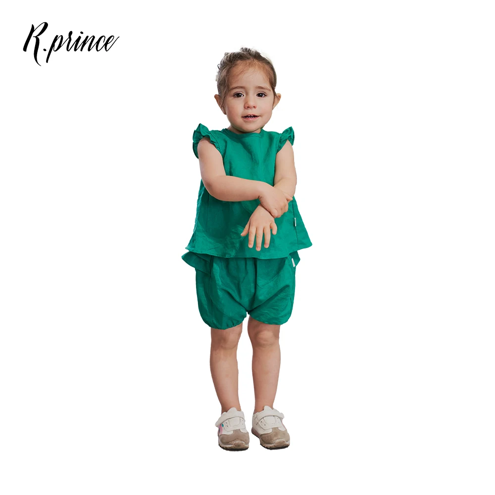 Kids Green Birthday Baby Summer Designer Ruffled Top Bloomers Shorts Dresses Clothes Girls' Sleeveless Clothing Sets For Kids 
Kids Green Birthday Baby Summer Designer Ruffled Top Bloomers Shorts Dresses Clothes Girls' Sleeveless Clothing Sets For Kids