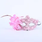 Z507 Lace Feather Mask with Flowers Halloween Masks Masquerade Masks Festival Wedding Dress