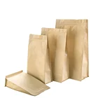 Food Grade No Printing Resealable Zip lock Kraft Paper Custom Nuts Flat Bottom Food Bags