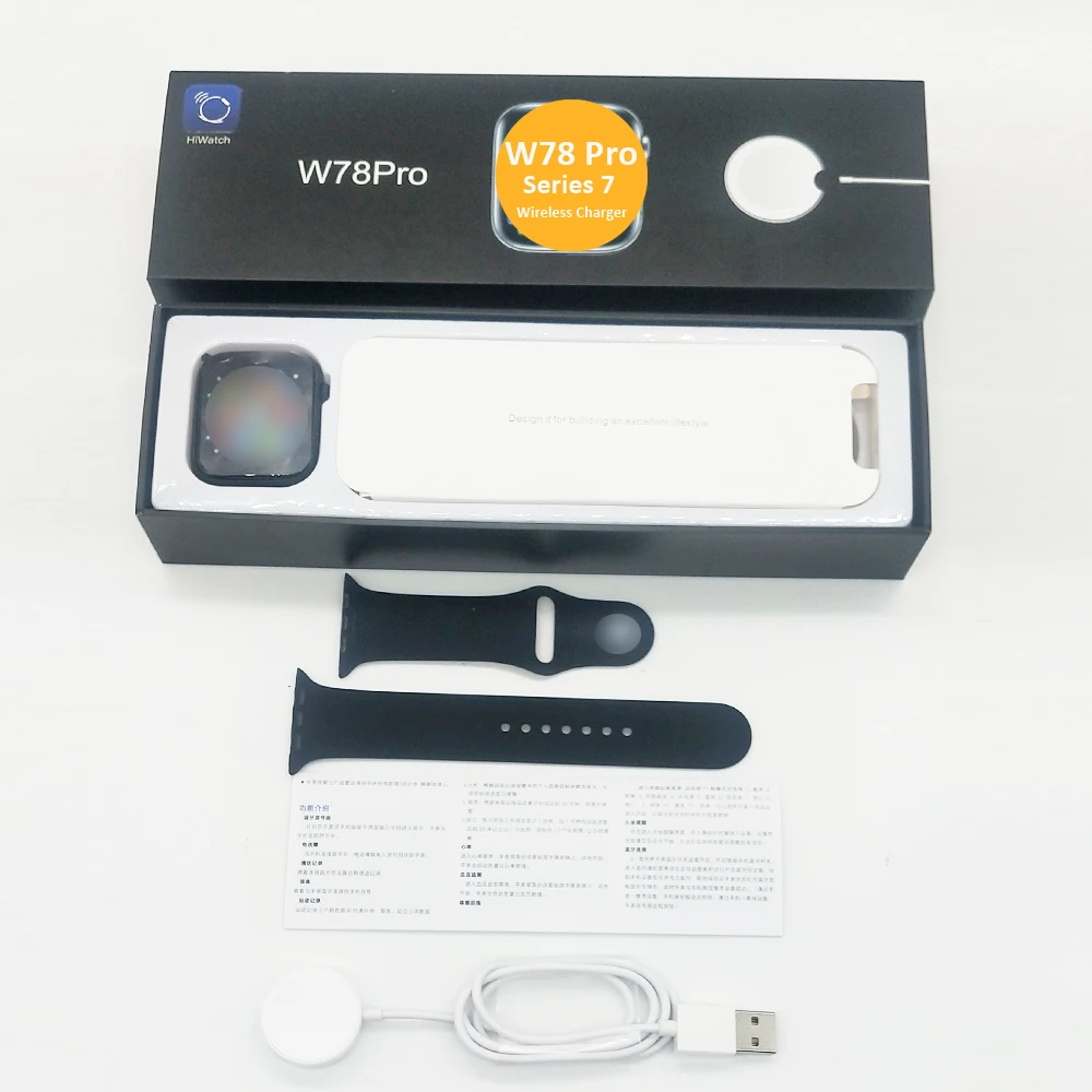 W78 pro Series 7 smartwatches Wireless charger blood oxygen function latest popular watch in 2021
W78 pro Series 7 smartwatches Wireless charger blood oxygen function latest popular watch in 2021