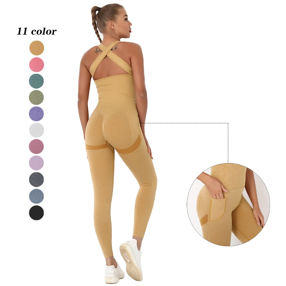 Seamless sport bra sexy crunch Butt Squat Proof Yoga sets Fitness sports Jumpsuit With Pocket, Multi color optional
Seamless sport bra sexy crunch Butt Squat Proof Yoga sets Fitness sports Jumpsuit With Pocket, Multi color optional