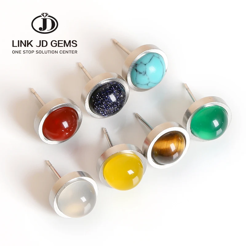 Hot Selling Handmade Lovely Stainless Steel Earrings 10mm Natural Tiger Eyes Agate Stone Stud Earrings for Women Jewelry
Hot Selling Handmade Lovely Stainless Steel Earrings 10mm Natural Tiger Eyes Agate Stone Stud Earrings for Women Jewelry