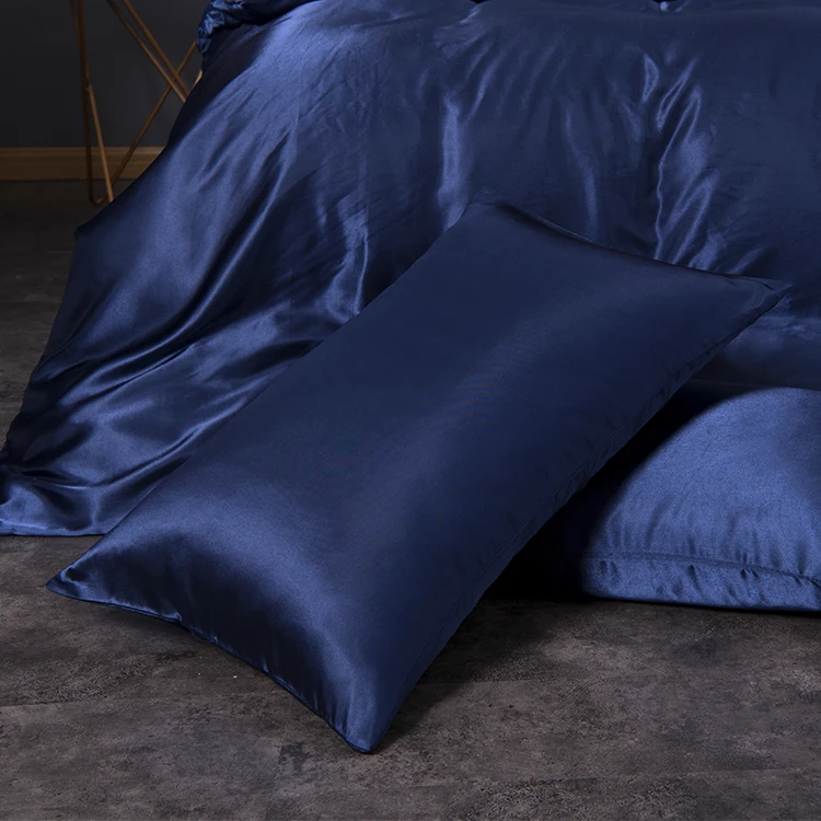 Dark Blue Satin Polyester Luxury Bedding sets