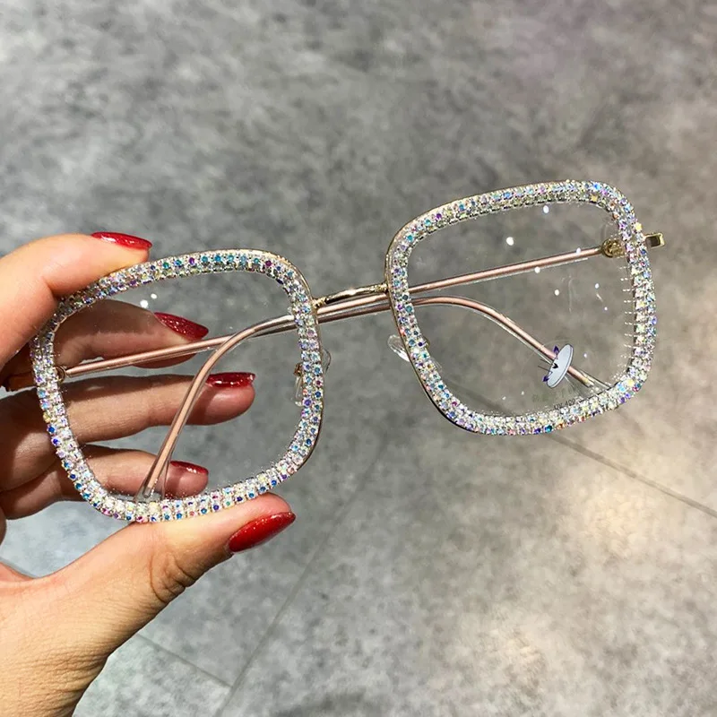 Rhinestone Glasses Women Clear Lens Square Oversized Sunglasses Custom Logo Blue Light Eyeglasses gafas de sol
Rhinestone Glasses Women Clear Lens Square Oversized Sunglasses Custom Logo Blue Light Eyeglasses gafas de sol