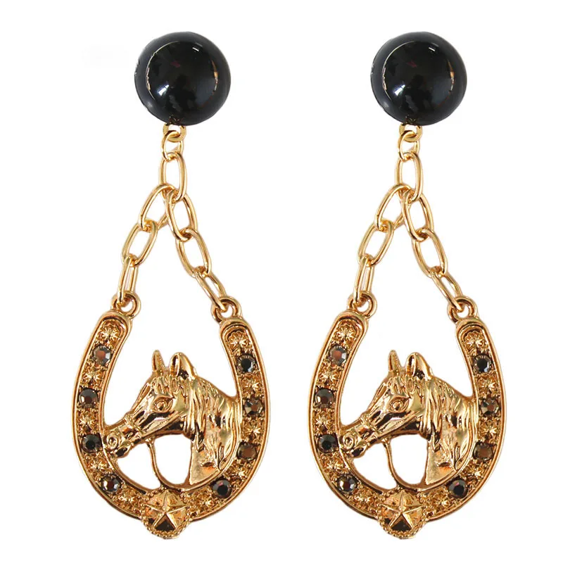 New Trendy Horse Pendant Earring Temperament Chain With Rhinestone Drop Earring Women Creative Party Jewelry Accessories 
New Trendy Horse Pendant Earring Temperament Chain With Rhinestone Drop Earring Women Creative Party Jewelry Accessories
