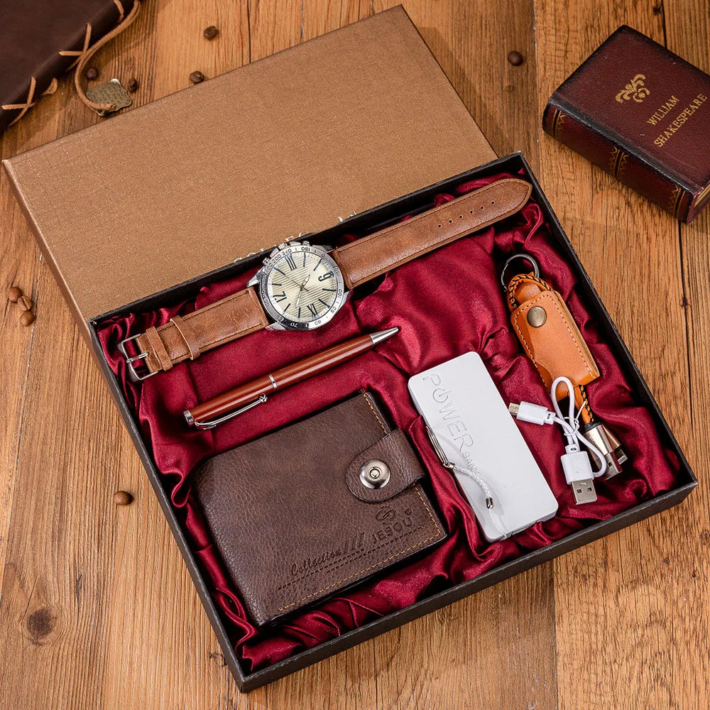 Wholesale exquisite quality birthday father gift set business keychain pen wallet belt quartz custom men watches
Wholesale exquisite quality birthday father gift set business keychain pen wallet belt quartz custom men watches