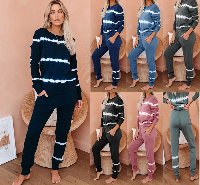 Tie Dye Two Piece Womens Pajamas Set Long Sleeve Sweatshirt with Long Pants Sleepwear with Pockets ladies Pajamas Sets, As pic.
Tie Dye Two Piece Womens Pajamas Set Long Sleeve Sweatshirt with Long Pants Sleepwear with Pockets ladies Pajamas Sets, As pic.