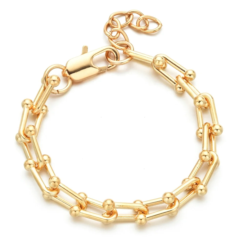 Silver Gold Plate Handmade Trendy Jewelry Punk u Shape Link Chain Charm Bracelet For Men Women, Gold,silver 
Silver Gold Plate Handmade Trendy Jewelry Punk u Shape Link Chain Charm Bracelet For Men Women, Gold,silver