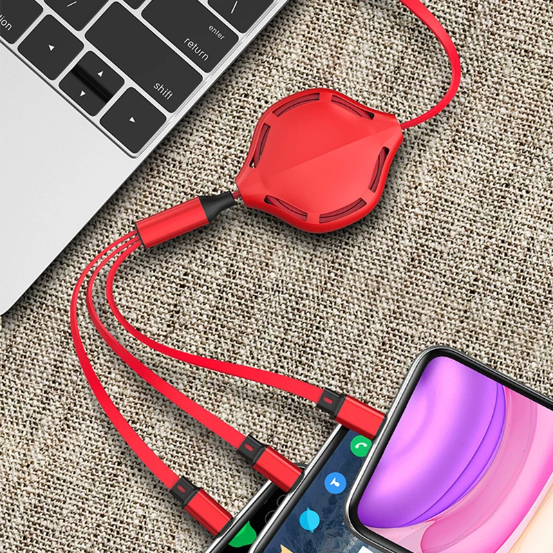 Fast Charging mobile charger 3 in 1 Retractable USB Cable For Xiaomi For Samsung For iPhone charging cable, Red,green,black,purple,pink,yellow
Fast Charging mobile charger 3 in 1 Retractable USB Cable For Xiaomi For Samsung For iPhone charging cable, Red,green,black,purple,pink,yellow